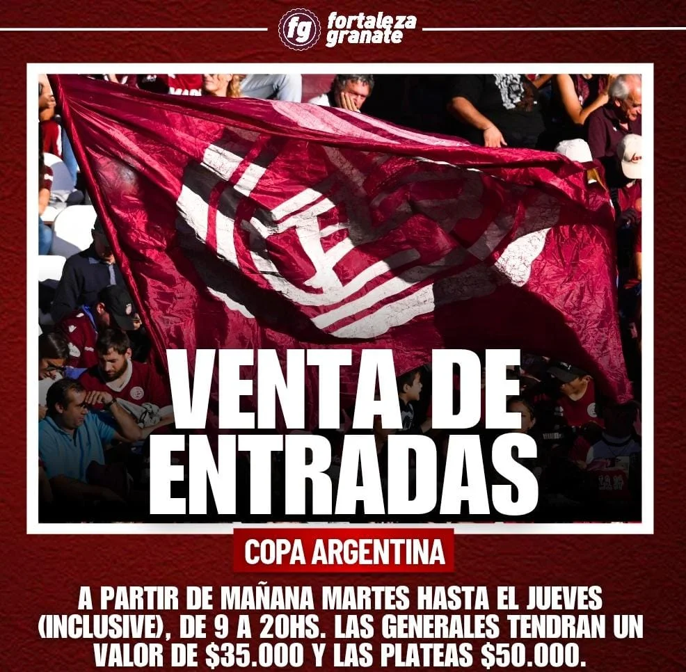 Venta de entradas Lanús - Huracán Copa Argentina