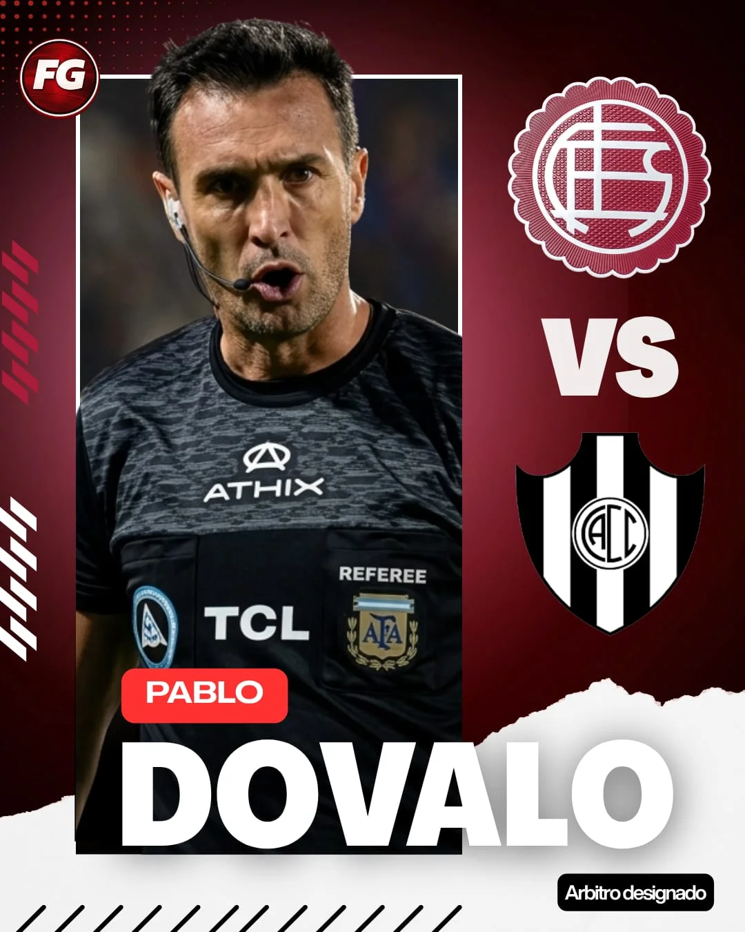 Pablo Dóvalo árbitro Lanús Central Córdoba