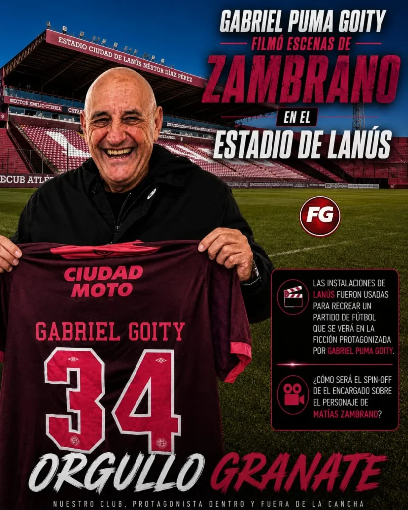 Gabriel Puma Goity filmación en el estadio de Lanús