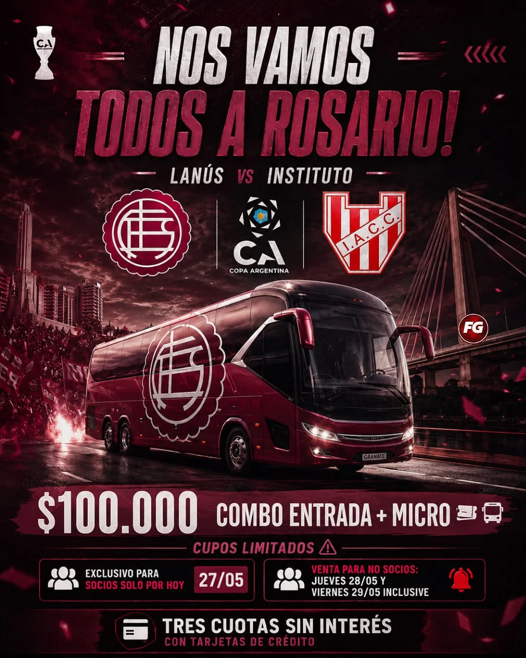 Combo micro + entrada a Rosario