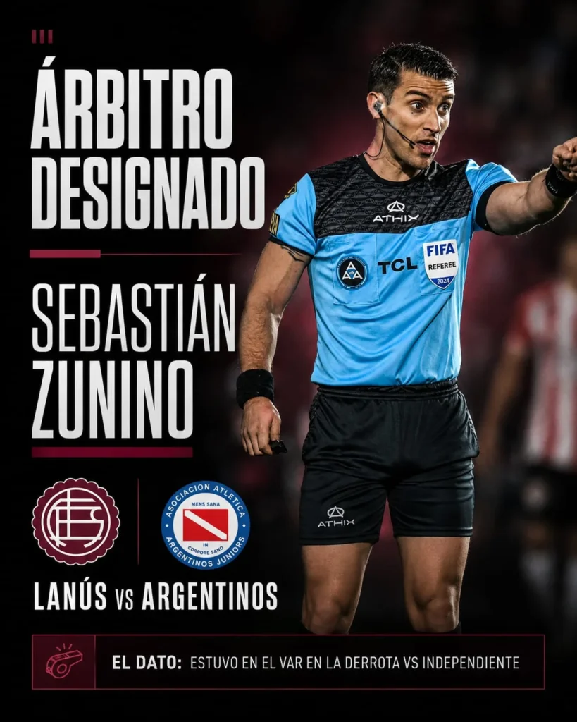 Sebastián Zunino árbitro de Lanús Argentinos